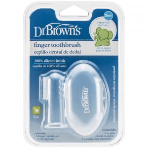 DrBrowns Βρεφική Δαχτυλική Οδοντόβουρτσα Σιλικόνης 3m+, 1τμχ