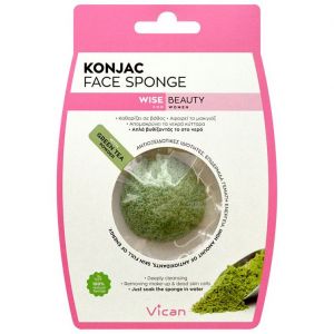 Vican Wise Beauty Konjac Face Sponge Green Tea Powder, 1τμχ