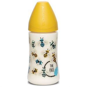 Suavinex Μπιμπερό Πλαστικό 0m+Bee Yellow, 270ml