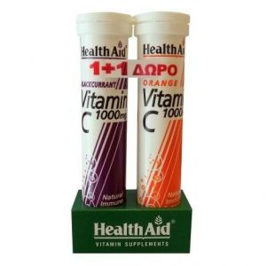 Health Aid Vitamin C 1000 mg Φραγκοστάφυλλο, 20eff.tabs & Δώρο Vitamin C 1000mg Πoρτoκάλι, 20eff.tabs