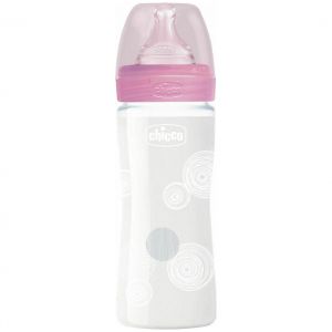 Chicco Γυάλινο Well Being 0m+ Pink, 240ml