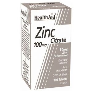 Health Aid Zinc Citrate 100mg, 100tabs