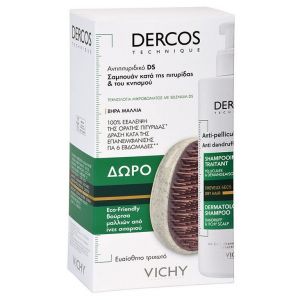 Vichy Dercos Promo Anti-Dandruff Shampoo για Ξηρά Μαλλιά, 390ml & Δώρο Eco-Friendly Βούρτσα Μαλλιών