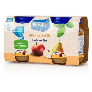 Nestle Παιδική Τροφή με Μήλο και Αχλάδι 5m+, 2x125g