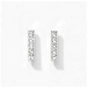 Medisei Dalee Jewels Earrings Rhodium Crystals Bar, 2τμχ