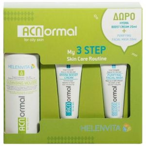 Helenvita Promo Acnormal My 3 Step Skin Care Routine Cleansing Mousse 150ml, Hydra Boost Cream 20ml και Purifying Facial Mask 20ml