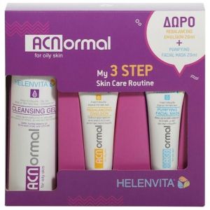 Helenvita Promo ACNormal My 3 Step Skin Care Routine Cleansing Gel 200ml, Rebalancing Emulsion 30 ml και Purifying Facial Mask 30ml