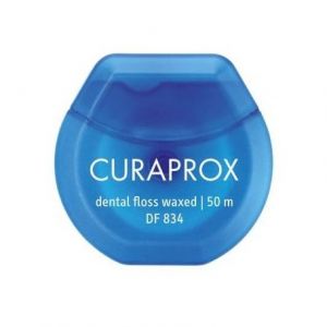 Curaprox DF 834 Dental Floss Waxed Οδοντικό Νήμα Κηρωμένο Μέντα, 50m