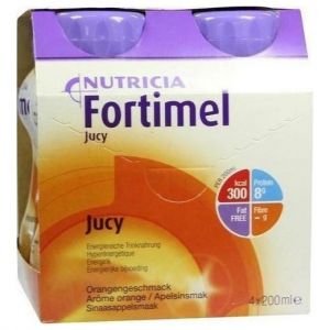Nutricia Fortimel Jucy Orange Flavor Πόσιμο Θρεπτικό Συμπλήρωμα Υψηλής Ενέργειας με Γεύση Πορτοκάλι, 4x200ml