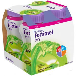 Nutricia Fortimel Jucy Apple Flavor Πόσιμο Θρεπτικό Συμπλήρωμα Υψηλής Ενέργειας με Γεύση Μήλο, 4x200ml