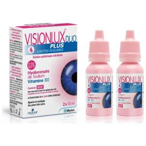 Novax Pharma Visionlux Duo Plus Οφθαλμικές Σταγόνες με Υαλουρονικό Οξύ για Ξηροφθαλμία, 2x10ml