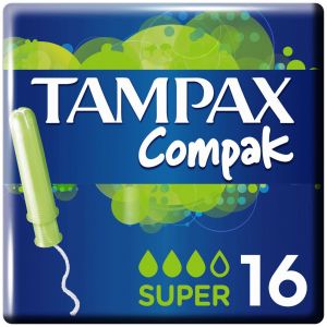 Tampax Compak Super Tampons Ταμπόν με απλικατέρ Υψηλής Απορροφητικότητας, 16Τμχ