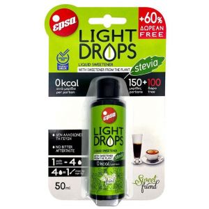 Epsa Light Drops Γλυκαντικό Με Stevia, 50ml +60% Δωρο