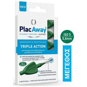 PlacAway Triple Action Μεσοδόντια Βουρτσάκια 0.8mm σε χρώμα Πράσινο, 6τμχ
