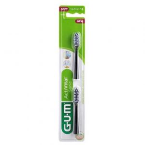 GUM Sonic Daily Soft 4110 Ανταλλακτικές Κεφαλές για Ηλεκτρική Οδοντόβουρτσα Μαύρο, 2τμχ