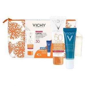 Vichy Capital Soleil Promo Anti-Age Antioxidant 3 in 1 SPF50, 50ml & ΔΩΡΟ Mineral 89 Probiotic, 10ml & Summer Pouch