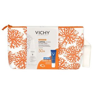 Vichy Promo Capital Soleil UV- Age Daily Spray SPF50+, 40ml & ΔΩΡΟ Mineral 89 Probiotic, 10ml & Summer Pouch