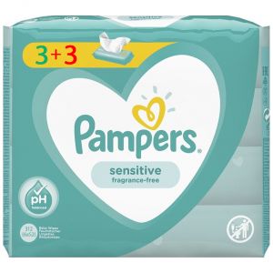 Pampers Wipes Sensitive 3+3 ΔΩΡΟ, 6Χ52τμχ