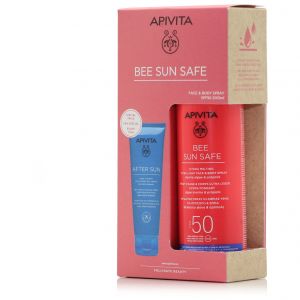 Apivita Bee Sun Safe Hydra Melting Ultra Light Face & Body Spray Spf50, 200ml & After Sun Face & Body Gel-Cream, 100ml