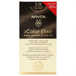 Apivita My Color Elixir Promo Μόνιμη Βαφή Μαλλιών No 5.18 Καστανό Ανοιχτό Σαντρέ Περλέ -20%, 1τμχ