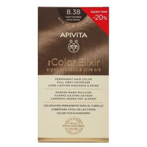 Apivita My Color Elixir Promo Μόνιμη Βαφή Μαλλιών No 8.38 Ξανθό Ανοιχτό Μελί Περλέ -20%, 1τμχ