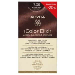 Apivita My Color Elixir Promo Μόνιμη Βαφή Μαλλιών No 7.35 Ξανθό Μελί Μαονί -20%, 1τμχ