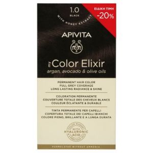 Apivita My Color Elixir Promo Μόνιμη Βαφή Μαλλιών No 1.0 Μαύρο -20%, 1τμχ