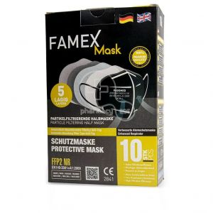 Famex Μάσκες Μαύρες FFP2 NR με Προστασία άνω των 98% Χωρίς Βαλβίδα Εκπνοής, 10τμχ