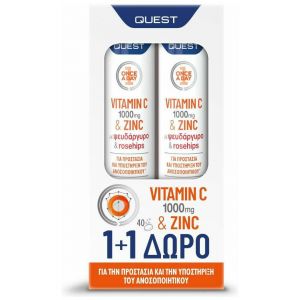 Quest Promo Vitamin C 1000mg & Zinc με Ψευδάργυρο & Rosehips 2x20eff.tabs