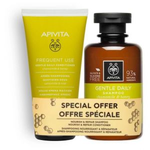 Apivita Frequent Use Gentle Daily Shampoo with Chamomile & Honey, 250ml & Gentle Daily Conditioner with Chamomile & Honey, 150ml