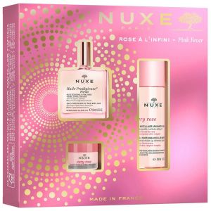 Nuxe Pink Fever Gift Set Huile Prodigieuse Florale Multi-Purpose Dry Oil, 50ml & Very Rose 3-in-1 Soothing Micellar Water, 100ml & Very Rose Lip Balm, 15gr
