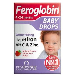 Vitabiotics Feroglobin Baby Drops Liquid Iron Vit C & Zinc 4-24 Months, 30ml