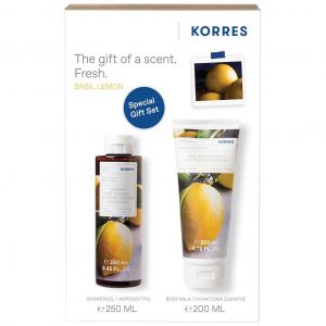 Korres Promo Basil Lemon με Body Cleanser Αφρόλουτρο, 250ml & Βody Smoothing Milk Γαλάκτωμα Σώματος, 200ml