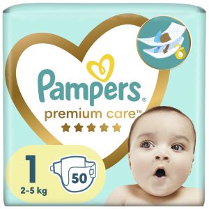 Pampers Premium Care Πάνες με Αυτοκόλλητο No. 1 για 2-5kg, 50τμχ