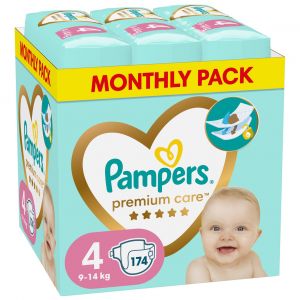 Pampers Premium Care Monthly Pack No.4 (9-14kg) Βρεφικές Πάνες, 174τεμ