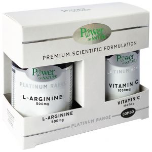 Power Of Nature Platinum Range L-Arginine 500mg, 30caps & Βιταμίνη C 1000mg, 20tabs