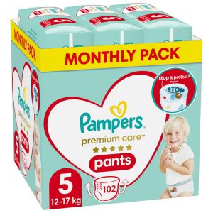Pampers Premium Care Monthly Pack Πάνες Βρακάκι No. 5 για 12-17kg, 102τμχ