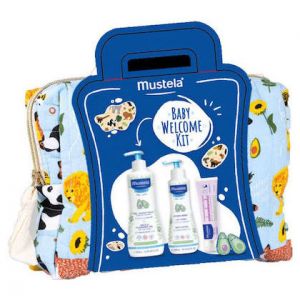 Mustela Promo Baby Welcome Kit Gentle Cleansing Gel for Hair, Body, 500ml & Hydra Bebe Lait Corps Body Lotion 300ml & Barrier Cream 123 Vitamin 50ml & Δώρο Τσαντάκι