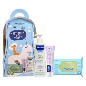 Mustela Promo Hey Baby Kit Gentle Cleansing Gel for Hair - Body, 500ml & Barrier Cream 123 Vitamin 50ml & Eco-Responsible Natural Fiber Cleansing Wipes 60 Τεμάχια (1x60 Τεμάχια) & Δώρο Καλαθάκι
