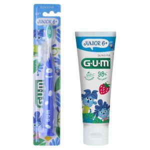 GUM Promo Κασετίνα Junior Οδοντόβουρτσα Μπλε & Οδοντόκρεμα Με Γεύση Φράουλα, 50ml