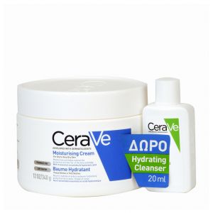 CeraVe Moisturising Cream, 340gr & Δώρο CeraVe Hydrating Cleanser, 20ml