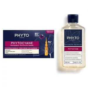 Phyto Πακέτο Προσφοράς Phytocyane Anti-Hair Loss Treatment for Women, 12x5ml & Δώρο Phytocyane Anti Hair Loss Treatment Complement Shampoo, 100ml