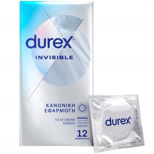 Durex Invisible Ultra Thin Regular Fit Condoms, 12τμχ