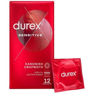 Durex Sensitive Προφυλακτικά Λεπτά με Κανονική Εφαρμογή, 12τμχ