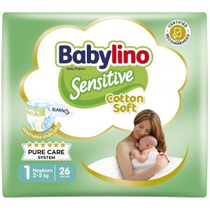 Babylino Sensitive Cotton Soft Newborn Νο1 (2-5kg), 26τμχ