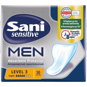 Sani Sensitive Men Absorbent Protector Super Level 3, 10 Τμχ