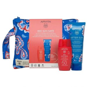 Apivita Promo Bee Sun Safe Dry Touch Invisible Face Fluid Spf50, 50ml & Δώρο After Sun Cool & Sooth Gel-Cream Travel Size, 100ml & Νεσεσέρ 1 Τμχ