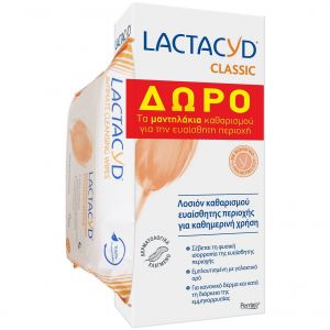 Lactacyd Intimate Lotion, 300ml & Δώρο Intimate Wipes, 15τμχ