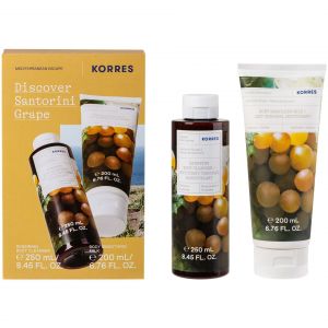 Korres Promo Discover Santorini Grape Renewing Body Cleanser, 250ml & Body Smoothing Milk, 200ml