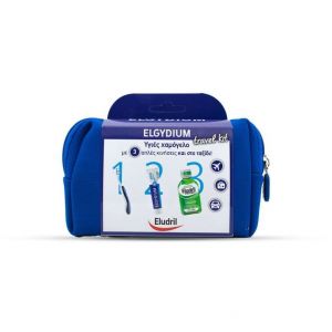 Elgydium Dental Travel Kit Σετ Ταξιδιού με Οδοντόβουρτσα, Οδοντόκρεμα, Στοματικό Διάλυμα & Νεσεσέρ σε Μπλε Χρώμα